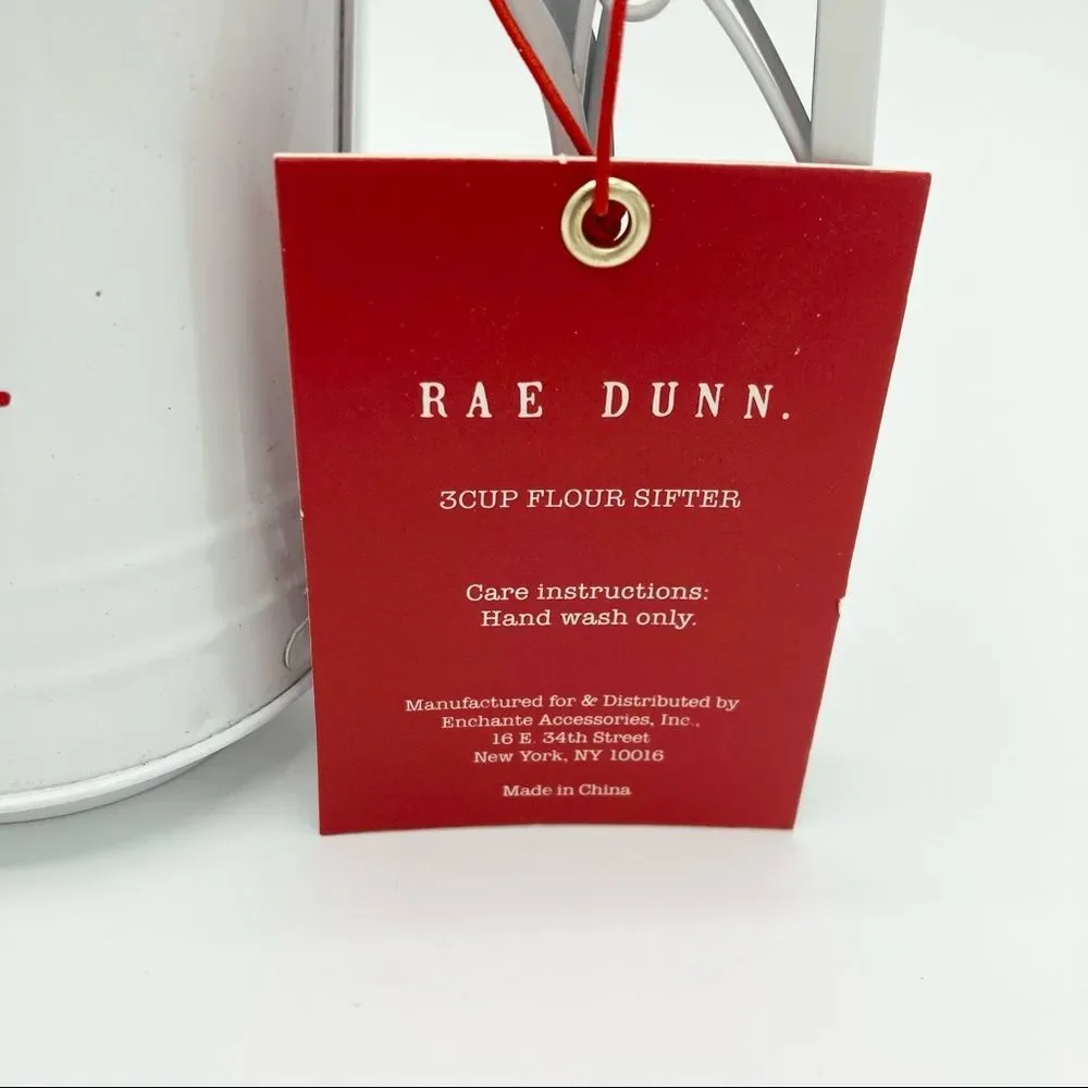 Rae Dunn Nice 3 Cup Flour Sifter White Red Christmas NWT New